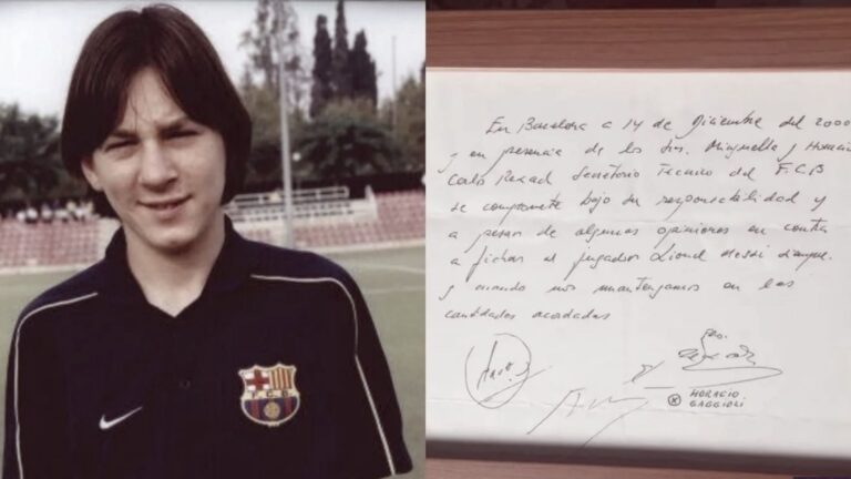 La servilleta donde firmó Messi con el Barcelona será subastada 